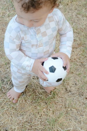Watercolor checker Zip Romper