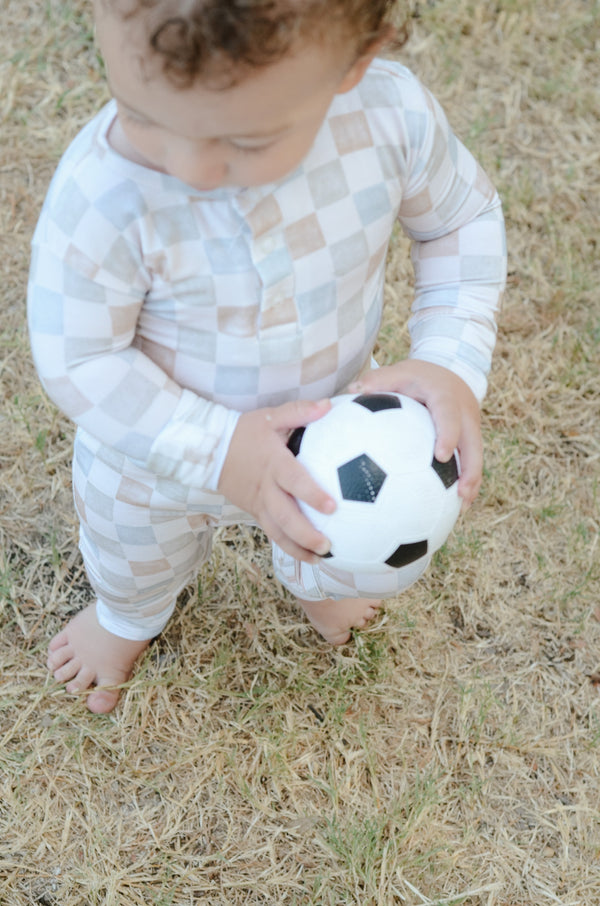 Watercolor checker Zip Romper