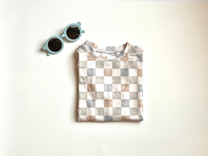 Watercolor checker Zip Romper