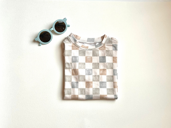 Watercolor checker Zip Romper